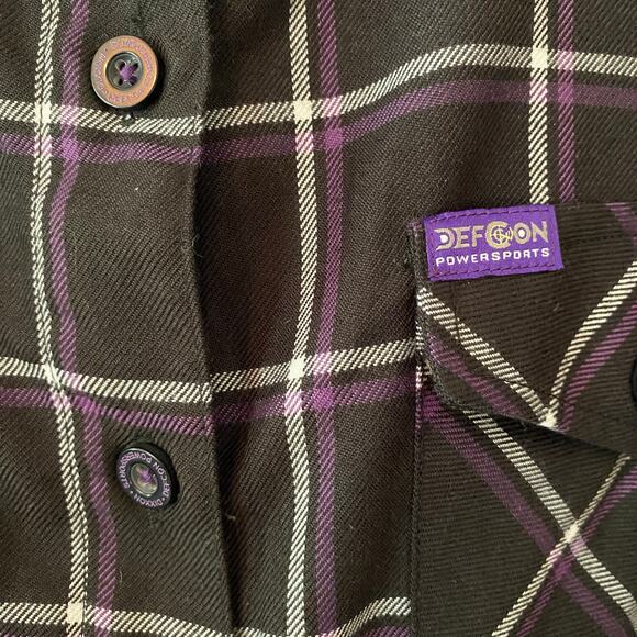 Dixxon Flannel Company Defcon Powersports Men 2X Black Purple Button Down Shirt - Picture 4 of 10